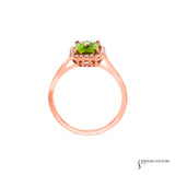 Amaranthus - 14KT Rose Gold Peridot Halo Ring