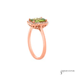 Amaranthus - 14KT Rose Gold Peridot Halo Ring