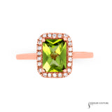 Amaranthus - 14KT Rose Gold Peridot Halo Ring