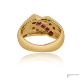14KT Two-Tone Gold Channel-Set Ruby and Diamond Statement Ring