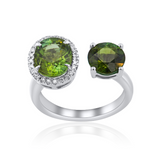 14KT White Gold Peridot Toi et Moi Ring Open ByPass Ring