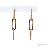 14KT Yellow Gold Paperclip Drop Earrings with 0.9CT Diamonds – Modern Elegance in Motion