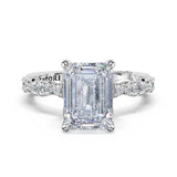 Tacori Petite Crescent Sculptural Emerald Solitaire Engagement Ring 14K White Gold