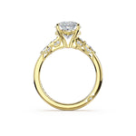 Tacori 483OV oval engagement ring with cathedral foundation in 14K yellow gold, side profile view