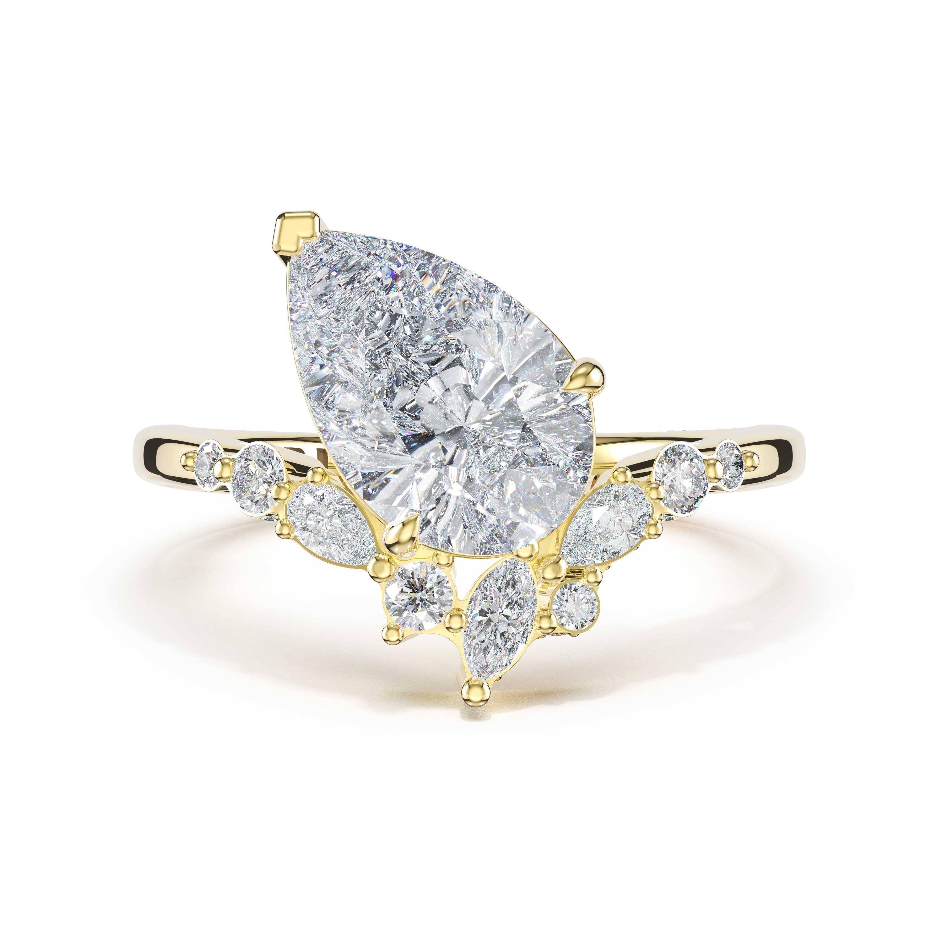 Tacori 484PS pear three-stone ring, side profile