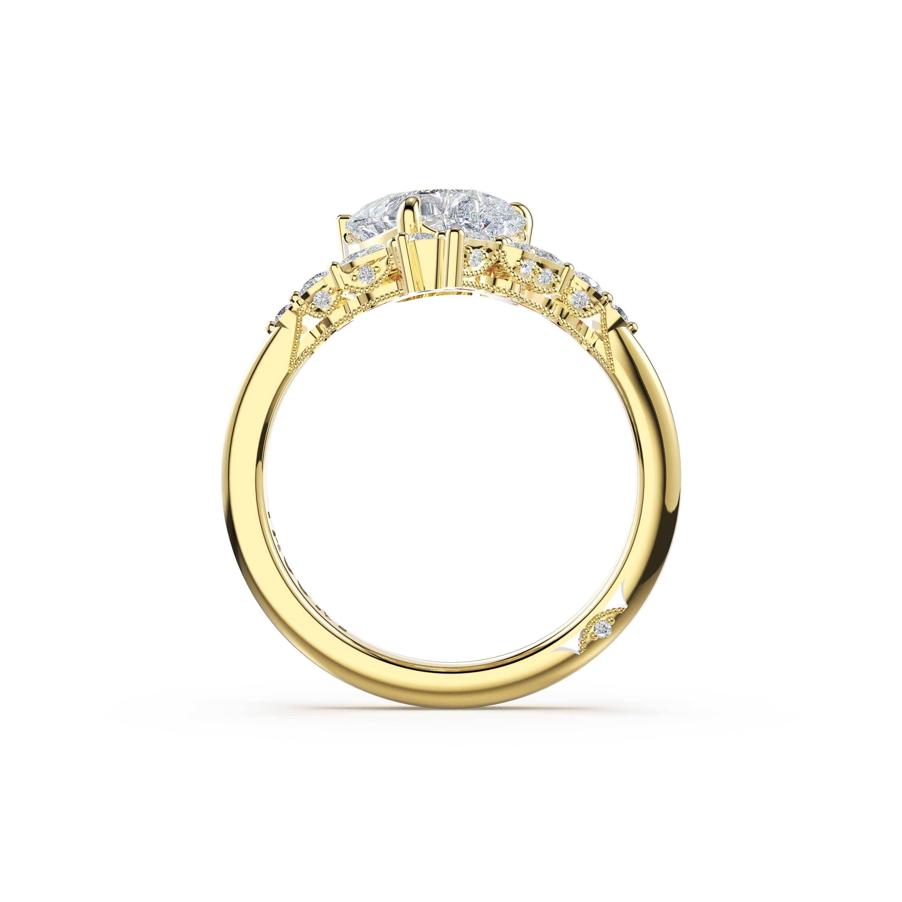 Tacori 484PS pear three-stone ring, top view