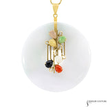 Echinacea - 14KT Yellow Gold Vintage Jade Pendant