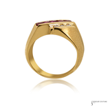 14KT Two-Tone Gold Channel-Set Ruby and Diamond Statement Ring