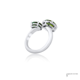 14KT White Gold Peridot Toi et Moi Ring Open ByPass Ring