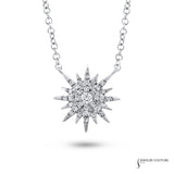 Starburst - 14KT White Gold Cluster Pendant Necklace