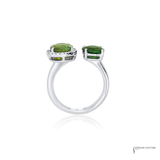 14KT White Gold Peridot Toi et Moi Ring Open ByPass Ring