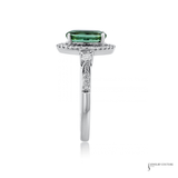 14KT White Gold Green Tourmaline Diamond Ring | In-Store