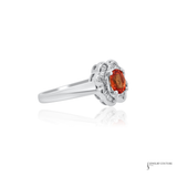 18KT White Gold Orange Sapphire Diamond Ring