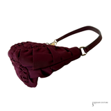 Prada Tessuto Gaufre Ruched Nylon Mini Shoulder Bag | Burgundy Wine Pre-Owned