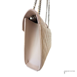 Saint Laurent Pre-Owned Envelope Medium In Quilted Grain De Poudre Embossed Leather Flap Bag Nude Pink