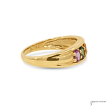 14K Yellow Gold Multi-Gemstone Color Sapphires Band Ring – Rainbow Gemstone Ring with Pink, Green, Yellow, Blue & White Stones | Fine Jewelry | Size 6.75