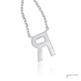 14K White Gold Diamond Initial “R” Necklace Adjustable 18” Letter Pendant for Women