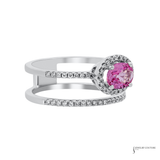 18K White Gold Pink Sapphire & Diamond Fashion Ring