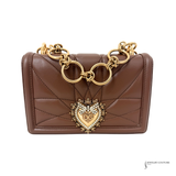 Dolce & Gabbana medium Devotion quilted shoulder bag Napa Leather Brown Pre-owned