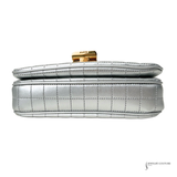 Celine Silver Quilted C Bag – Pre-Owned Calfskin Leather Shoulder Bag with Gold Chain | Authentic Designer Handbag | Luxury Celine Crossbody Purse