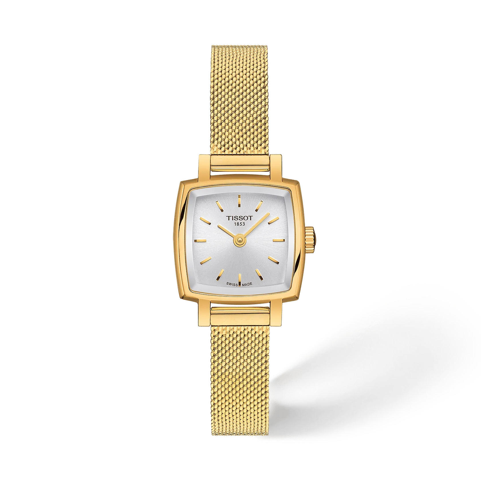 Tissot Lovely Square 20mm T058.109.33.031.00 Silver Dial Gold PVD Women's Watch