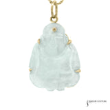 Frangipani - 18KT Yellow Gold Carved Jadeite Buddha Pendant