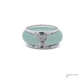 14K White Gold Diamond & Dyed Jade Interchangeable Band Set