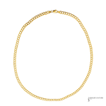 A gold chain necklace with a curb link design and a lobster clasp, displayed on a clean white background with a Jewelry Couture logo in the bottom right corner.