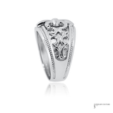 14KT White Gold Fleur-de-Lis Cigar Band Ring