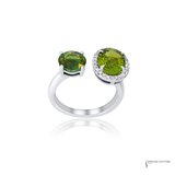 14KT White Gold Peridot Toi et Moi Ring Open ByPass Ring