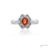 18KT White Gold Orange Sapphire Diamond Ring