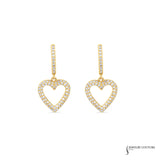 Lover - 14KT Yellow Gold Diamond Heart Huggie Earrings