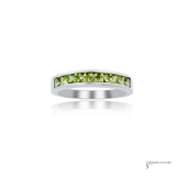 14KT White Gold Princess Cut Peridot Channel Band