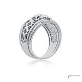 14KT White Gold Fleur-de-Lis Cigar Band Ring
