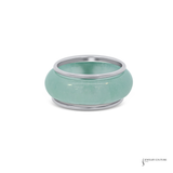 14K White Gold Diamond & Dyed Jade Interchangeable Band Set