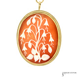 Amber - 14KT Yellow Gold Vintage Cameo Brooch Pendant