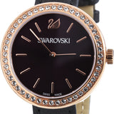 Swarovski Daytime Burgundy Dial Watch 5213671 | Rose Gold Tone PVD & Dark Gray Leather Strap