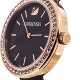 Swarovski Daytime Burgundy Dial Watch 5213671 | Rose Gold Tone PVD & Dark Gray Leather Strap