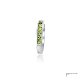 14KT White Gold Princess Cut Peridot Channel Band