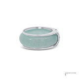 14K White Gold Diamond & Dyed Jade Interchangeable Band Set