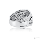 14KT White Gold Fleur-de-Lis Cigar Band Ring