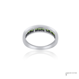 14KT White Gold Princess Cut Peridot Channel Band