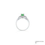 Coneflower - 18KT White Gold Tsavorite and Diamond Ring