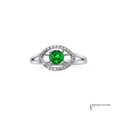 Coneflower - 18KT White Gold Tsavorite and Diamond Ring