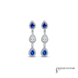 Gentian - 14KT White Gold Pear Blue Sapphire and Diamond Earrings