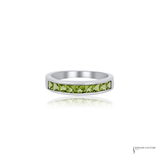 14KT White Gold Princess Cut Peridot Channel Band