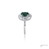 18KT White Gold 1.36CT Natural Alexandrite Double Diamond Halo Ring
