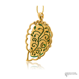18K Yellow Gold Diamond Leaf Jade Pendant Necklace