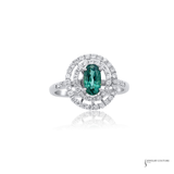 18KT White Gold 1.36CT Natural Alexandrite Double Diamond Halo Ring