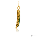 18K Yellow Gold Diamond Leaf Jade Pendant Necklace